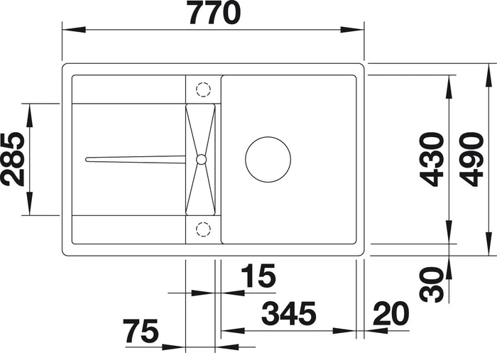 Blanco Metra 45 S-F Einbau Becken reversibel mit Ablauffernbedienung anthrazit