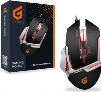 Conceptronic DJEBBEL 8 Gaming Mouse schwarz/silber, USB