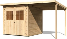 Karibu Glücksburg 2 Gartenhaus inkl. Anbau 1.9m natur