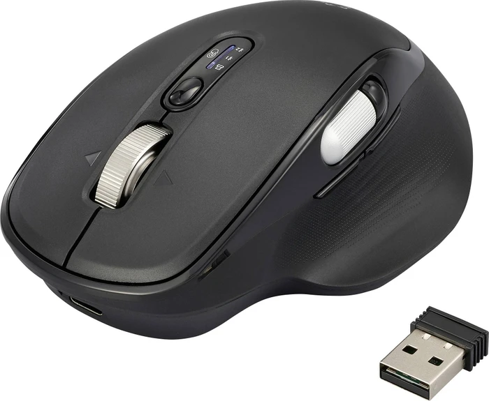 Renkforce RF-WM-220 Wireless Ergonomic Mouse mit zwei Scrollrädern schwarz, USB/Bluetooth