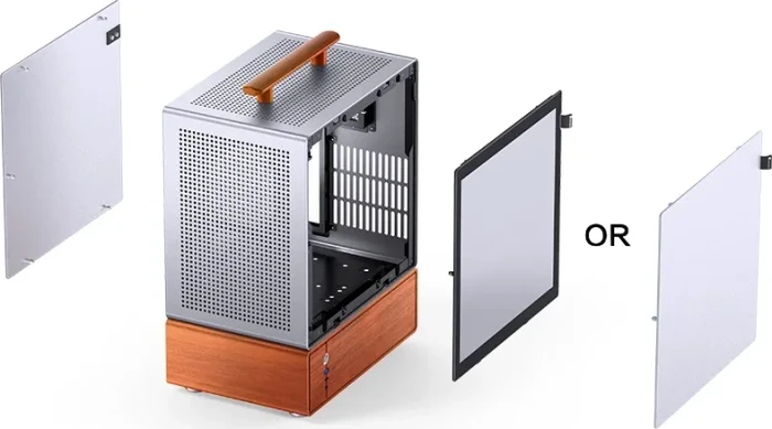 Jonsbo T7 Silver, silber/braun, Glasfenster