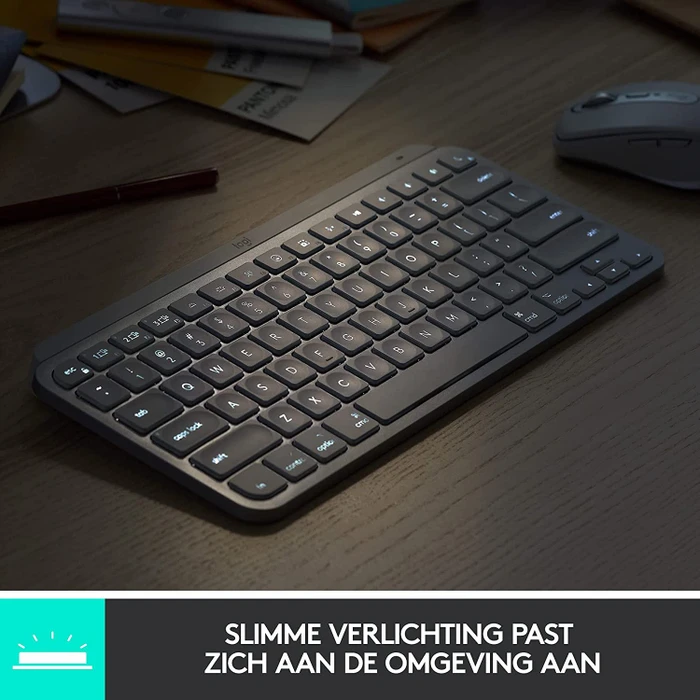 Logitech MX Keys Mini, LEDs weiß, Logi Bolt, Pale Gray, weiß/grau, USB/Bluetooth, US