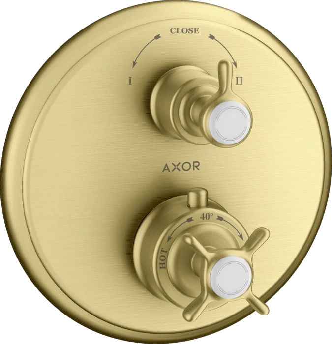 Hansgrohe Axor Montreux Thermostat Unterputz mit Kreuzgriff und Ab- und Umstellventil brushed brass