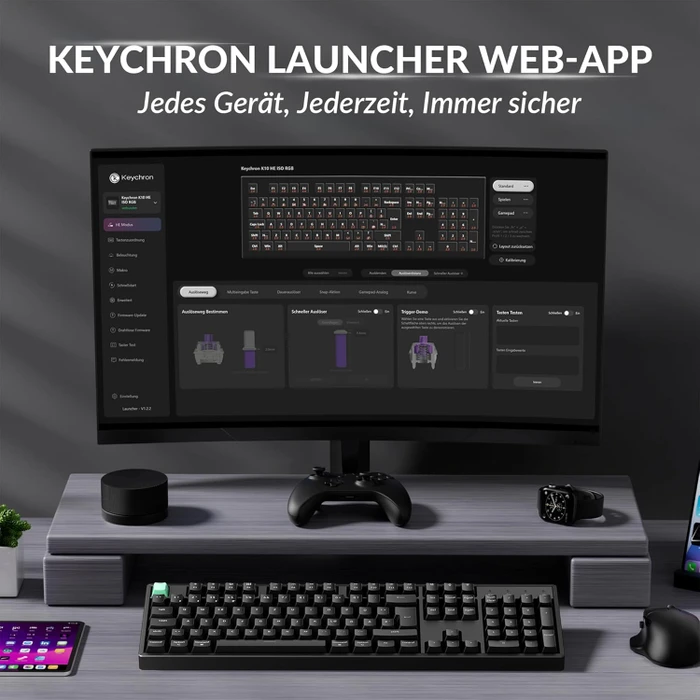 Keychron K10 HE Wireless, schwarz, LEDs RGB, Gateron 2.0 Magnetic Nebula, USB/Bluetooth, DE