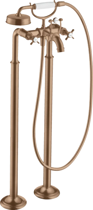 Hansgrohe Axor Montreux 2-Griff Wannenarmatur bodenstehend mit Kreuzgriffen brushed red gold