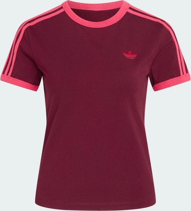 adidas 3-Streifen Slim T-Shirt kurzarm maroon/power pink (Damen)