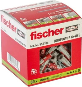 fischer DuoPower 8x40 S Schrauben/Dübel-Sortiment, 50 Stück