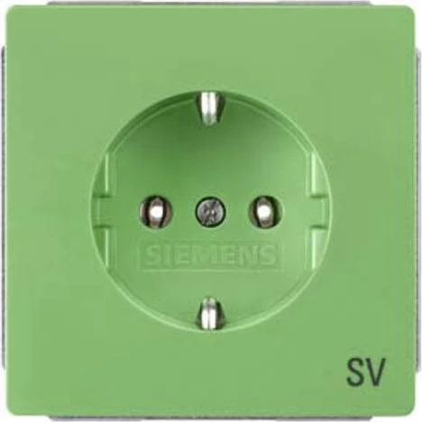 Siemens DELTA style Schuko-Steckdose mit Aufdruck SV, grün