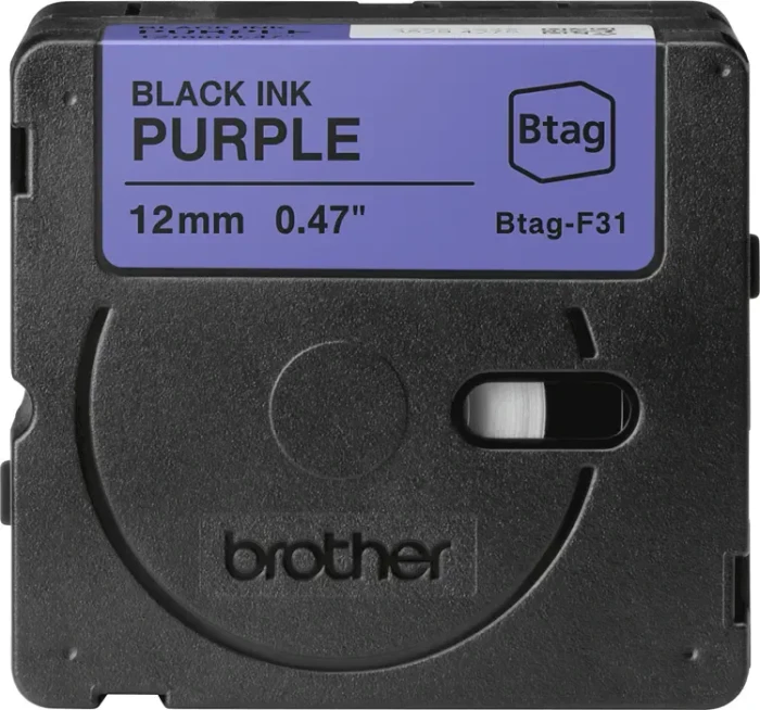 Brother Btag-F31 Beschriftungsband, 12mm, schwarz/violett