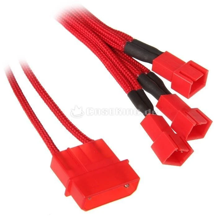 BitFenix Molex auf 3-Pin Adapter, sleeved, 20cm, rot