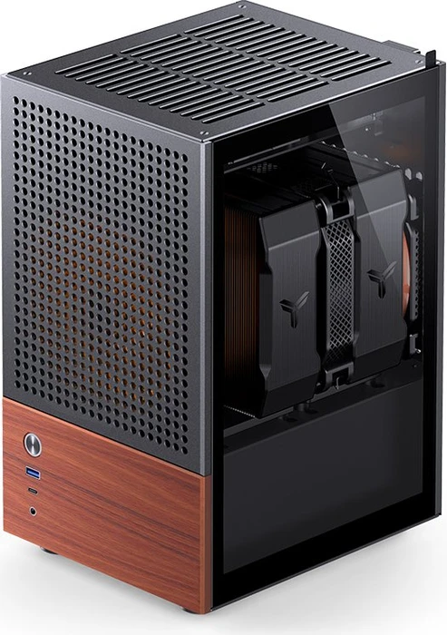 Jonsbo T6 Black, schwarz/braun, Glasfenster, Mini-ITX