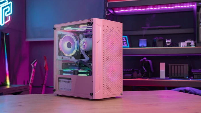 AeroCool Trinity Mini Pink, rosa, Lüfter LED RGB, Glasfenster