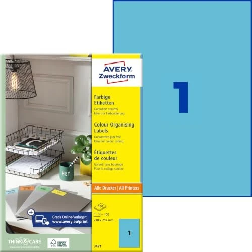 Avery-Zweckform Ordneretiketten, A4, blau, 100 Blatt (100 Etiketten)