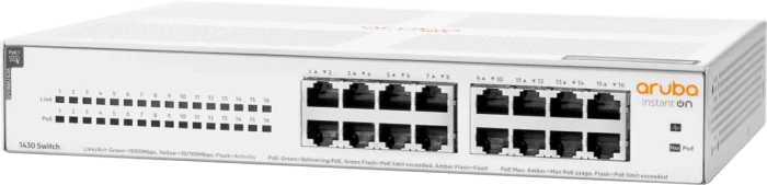 HPE Aruba Instant On 1430 Desktop Gigabit Switch, 16x RJ-45, 124W PoE+