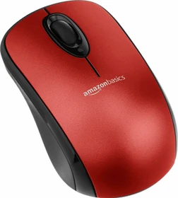 AmazonBasics Kabellose Maus rot, USB (MGR0975T-G55L)