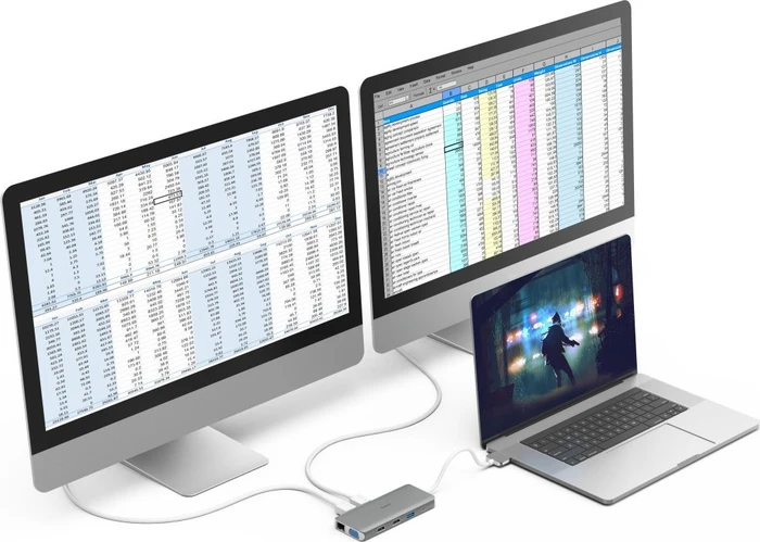 Hama USB-C Hub Connect2Mac, silber, 2x USB-C 3.0 [Stecker]