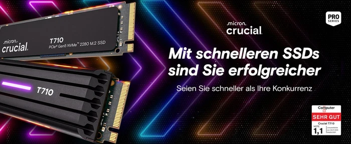 Crucial T710 SSD 4TB, M.2 2280 / M-Key / PCIe 5.0 x4, Kühlkörper