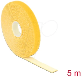 DeLOCK Klettband auf Rolle, 13mm, 5m, gelb
