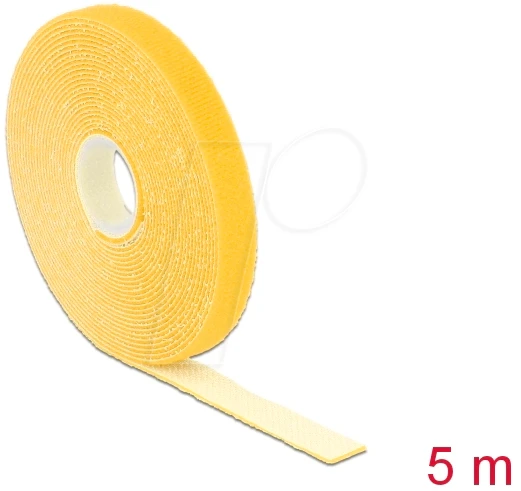 DeLOCK Klettband auf Rolle, 13mm, 5m, gelb