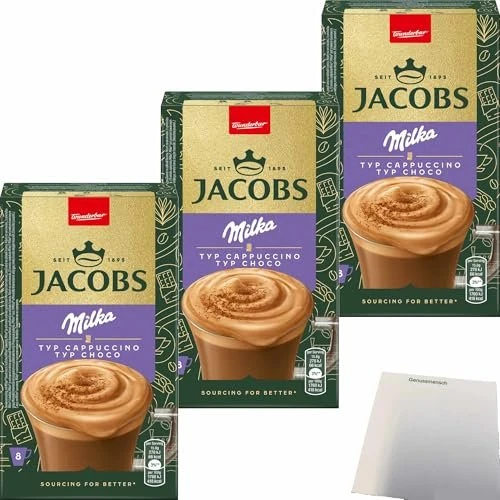 Jacobs Cappuccino Milka Löskaffee-Sticks, 220g (8x 22g)