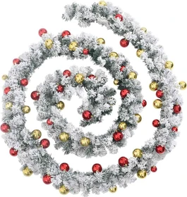vidaXL Weihnachtsgirlande mit Kugeln 5m grün LED 75x warmweiß