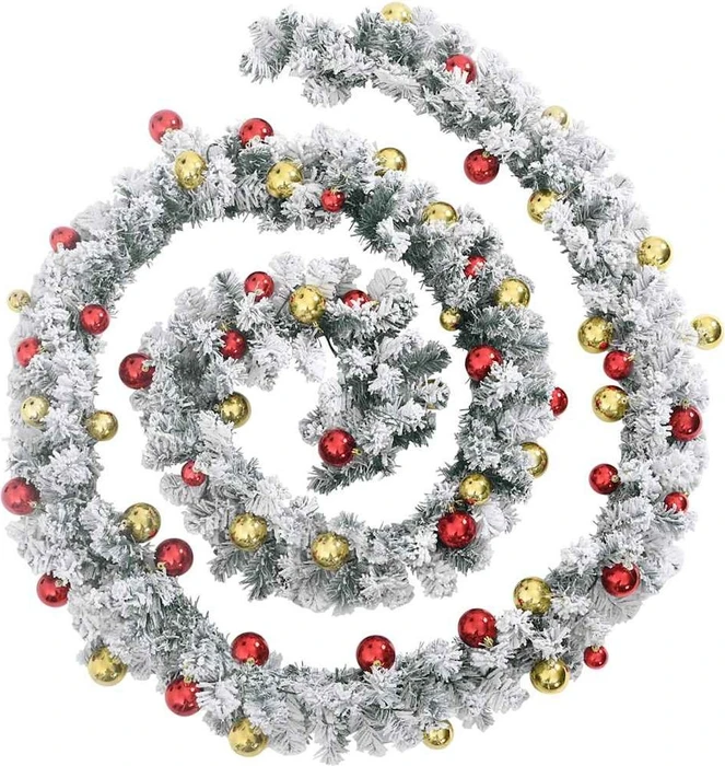 vidaXL Weihnachtsgirlande mit Kugeln 5m grün LED 75x warmweiß