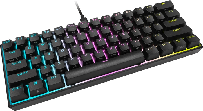 Corsair Gaming K65 RGB Mini, 60%, schwarz, MX SPEED RGB Silver, USB, DE