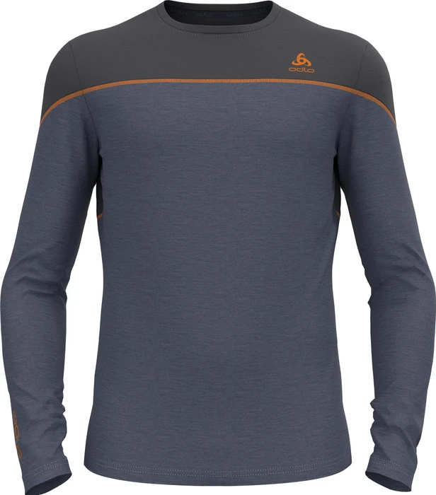 Odlo Revelstoke Performance Wool Warm Baselayer Funktionsshirt langarm folkstone gray/india ink melange (Herren)