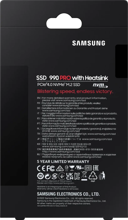 Samsung SSD 990 PRO 4TB, M.2 2280 / M-Key / PCIe 4.0 x4, Kühlkörper