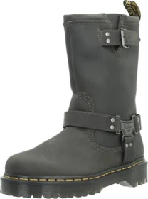 Dr. Martens Anistone Tall Leather Biker Boots charcoal grey