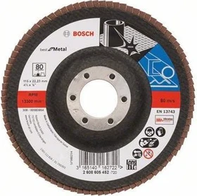 Bosch Professional X571 Best for Metal Fächerschleifscheibe gewinkelt K80, 115x22.23mm, 1 Stück