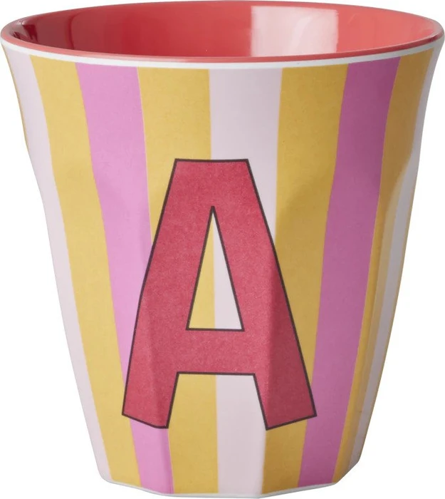 Rice by Rice Buchstaben Kinderbecher medium A stripes rosa