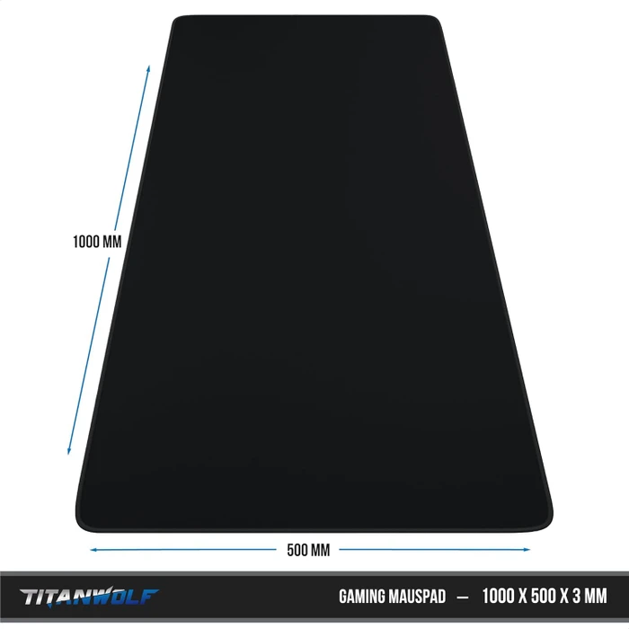 Titanwolf XXXL Übergröße Gaming-Mauspad, 1000x500mm, schwarz