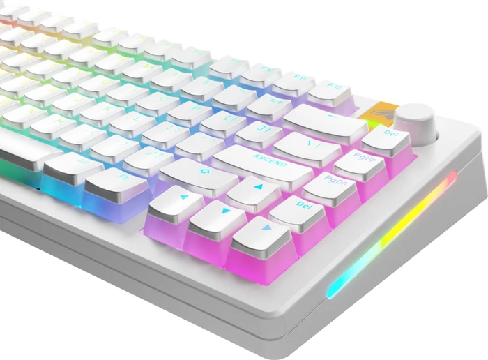 Glorious Aura V3 Keycaps, Kunststoff (PBT) Double-Shot, weiß/transparent, 130 Tasten, ANSI-US