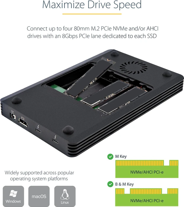 StarTech 4 Bay NVMe Enclosure, M.2, Thunderbolt 4 / USB4/DisplayPort