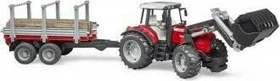 Bruder Profi-Serie Massey Ferguson 7480 mit Frontlader und Holztransporthänger