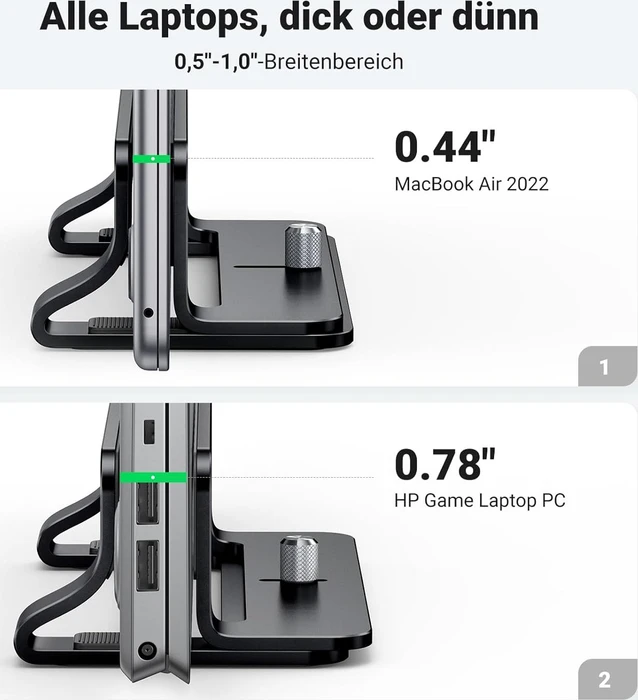 Ugreen Vertikaler Laptopständer, schwarz, verstellbar
