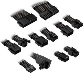 Kolink Core Pro Braided Cable Extension Kit 12V-2x6, Typ 1, Sense-Pins an der Oberseite, Jet Black/Gunmetal Grey (COREPRO-EK-12VT1-BGM)