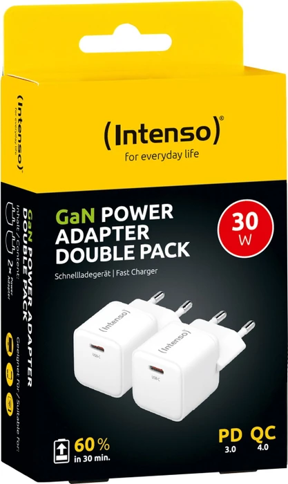 Intenso Power Adapter W30C GaN weiß, 2er-Pack
