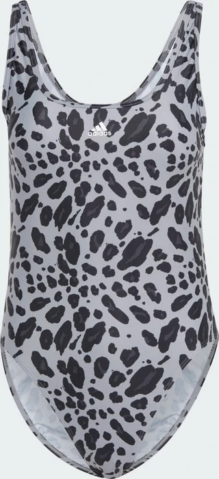 adidas Essentials Animal Print U-Back Badeanzug schwarz/weiß (Damen)