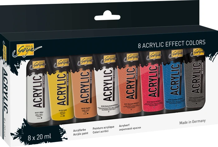 Kreul Solo Goya Acrylfarbe Effect Colors, 8 Farben, 20ml, 8er-Set