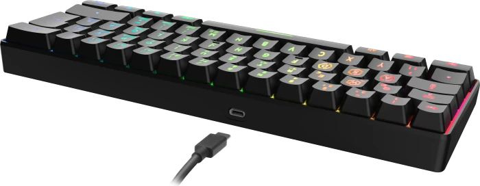Speedlink Letos RGB 60% Gaming Keyboard, schwarz, LEDs RGB, USB, DE