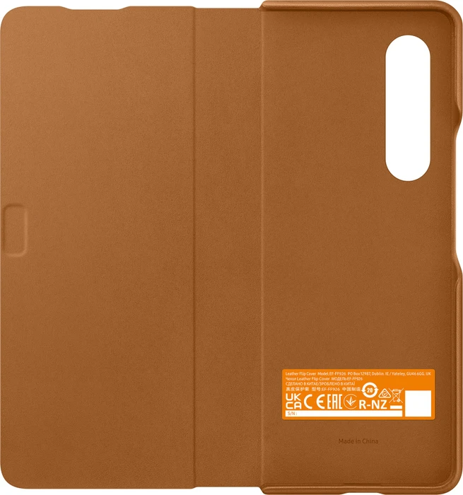 Samsung Leather Flip Cover für Galaxy Z Fold 3 5G Camel