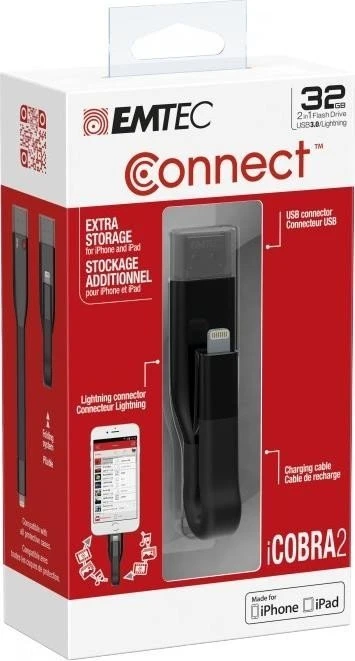Emtec T500 Connect iCOBRA2 32GB, USB-A + Apple Lightning, USB 3.2 Gen 1×1, USB 2.0