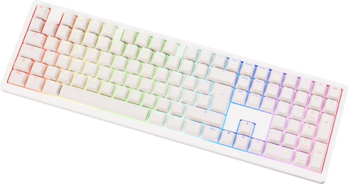 Ducky Zero 6108 Wireless, Pure White, LEDs RGB, MX2A RGB RED, USB/Bluetooth, DE