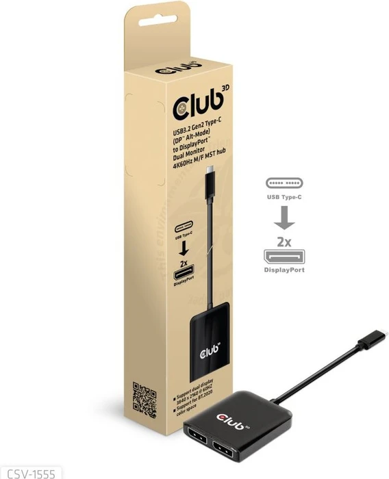 Club 3D USB-C auf Dual DisplayPort Adapter, USB-C 3.1 [Stecker]