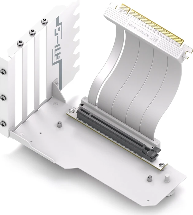 EZDIY-FAB Shield, Vertical GPU Mount, Riser Card Cable, mit vertikaler Grafikkarten-Halterung, gewinkelt, PCIe 4.0, 115mm, weiß