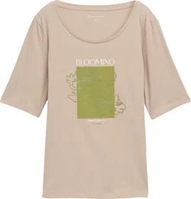 Tom Tailor Print T-Shirt kurzarm soft taupe grey (Damen)