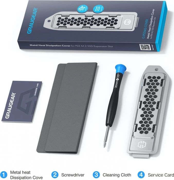 Graugear G-PS5M2-COVER M.2 SSD Kühlkörper-Abdeckung für PlayStation 5, silber
