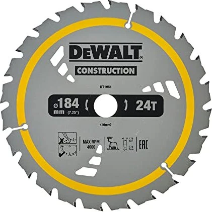 DeWalt DT1951 Kreissägeblatt 24Z, 184x1.5x20mm, 1 Stück